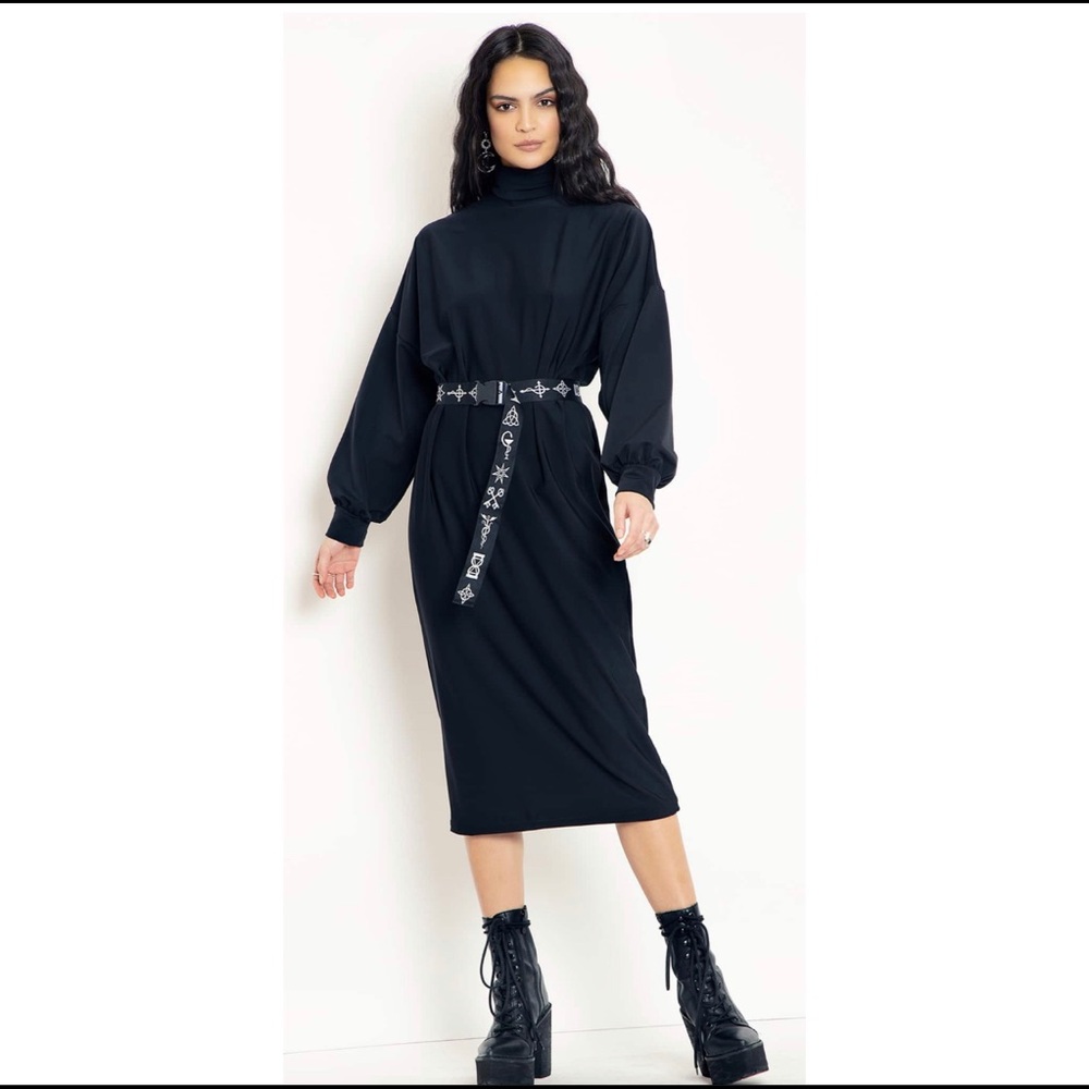 Blackmilk Night Flyer Belted Batwing Dress